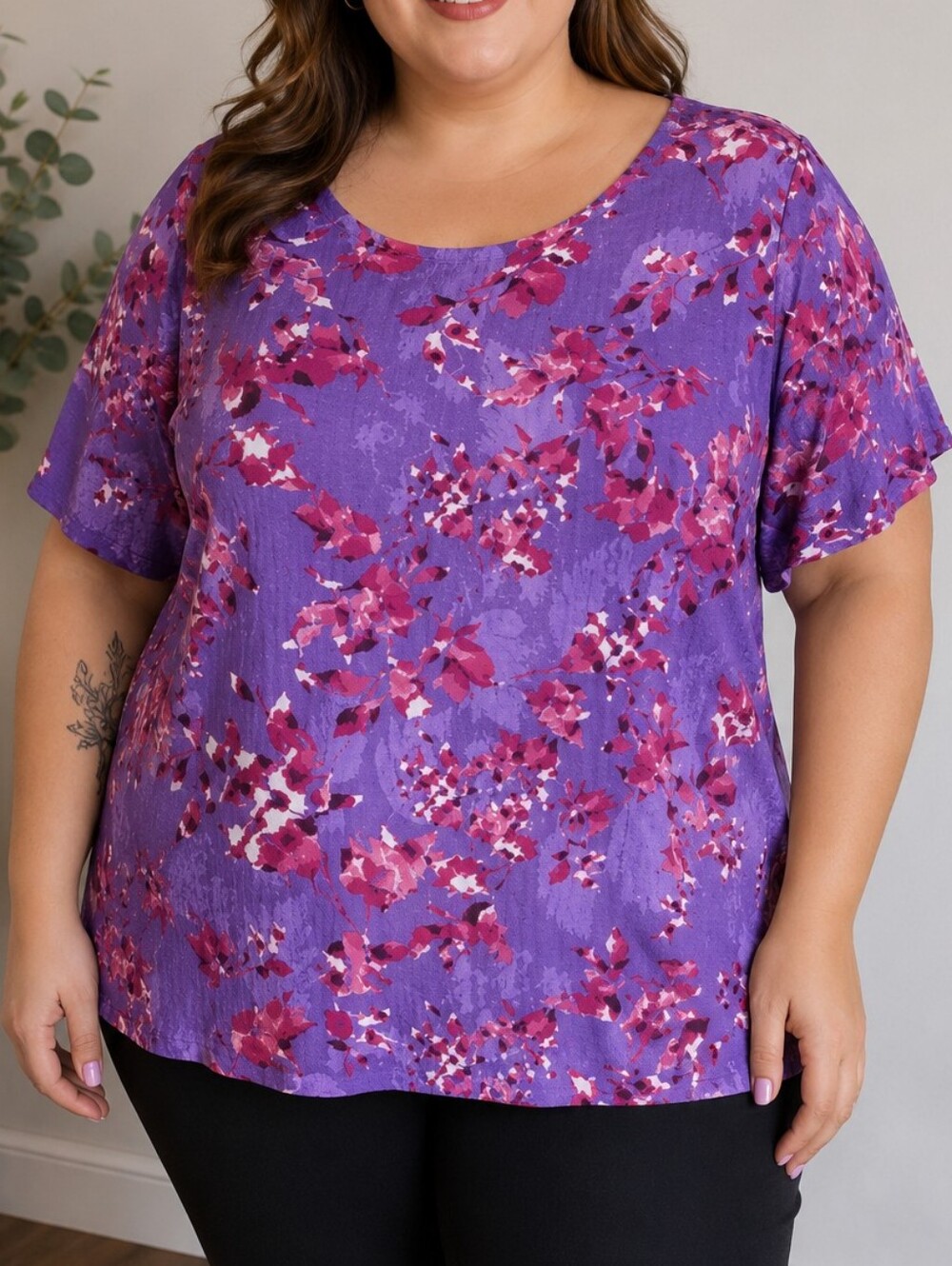 Size XXL Purple floral Northern reflections blouse